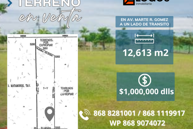 TERRENO EN AV MARTE R GOMEZ